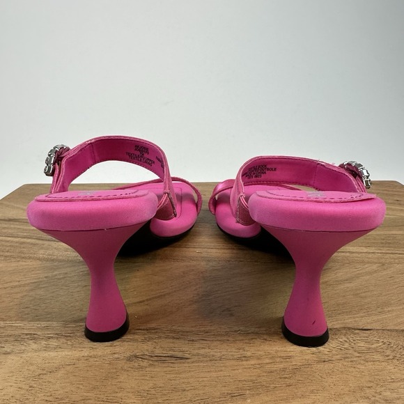 New Womens Anne Klein Josie Pink Satin Slip On Jewel Buckle Heels Size 7 M - Picture 4 of 9